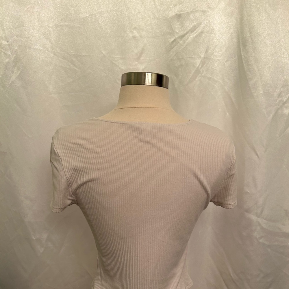 White Ribbed Crop Top - Picture 3 of 7
